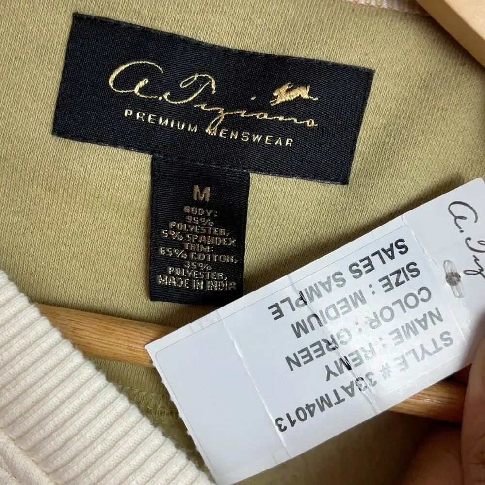 A. Tiziano Tan Khaki Jacquard Knit Crewneck Mens M NWT